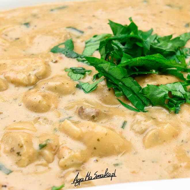 szybkie i zdrowe dania jednogarnkowe bez glutenu zupa serowa bez sera z pieczarkami i makaronem