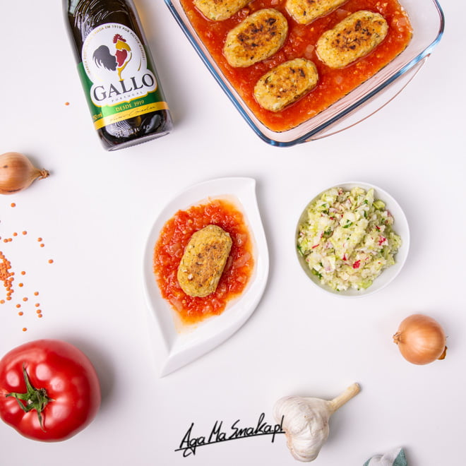 konkurs z Gallo gołąbki w sosie ze świeżych pomidorów wegański przepis na lato bez glutenu